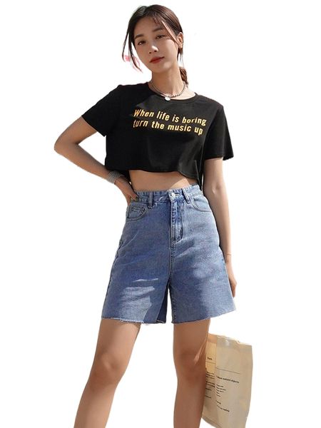 

dazy solid pocket patched denim shorts c77a#, White;black