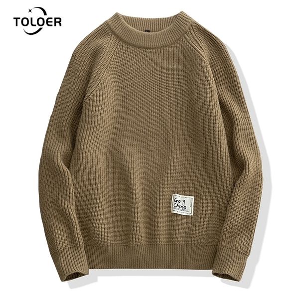 

mens casual sweater autumn winter solid color round neck knitted pullover fashion men clothing warm long sleeve sweaters 220817, White;black