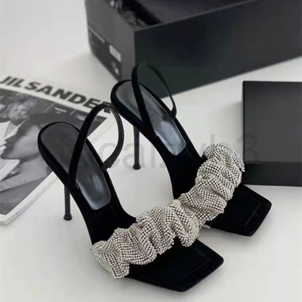 

slippers designer aw king high heel sandals fairy style one line with thin square head back empty c9wh, Black