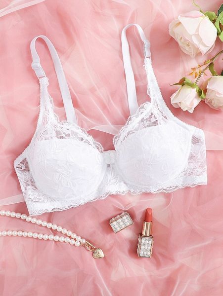 

floral lace push up bra 94k3#, Black;red