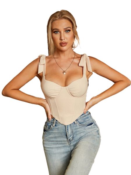 

parthea tie shoulder crop bustier bandana cami h1o4#, White