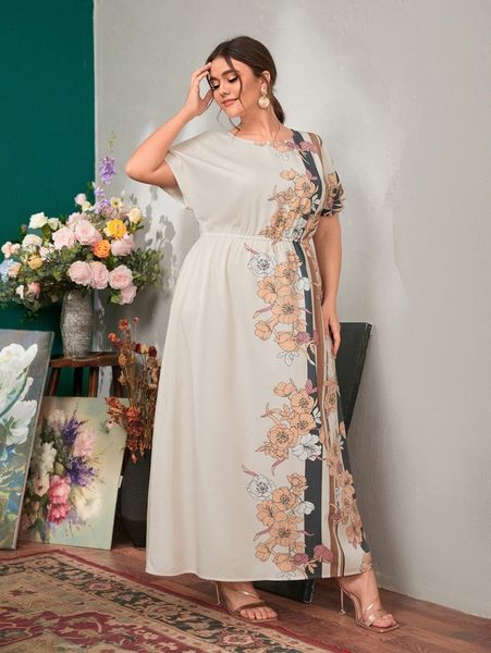 

plus floral print dress without belt j4qw#, Black