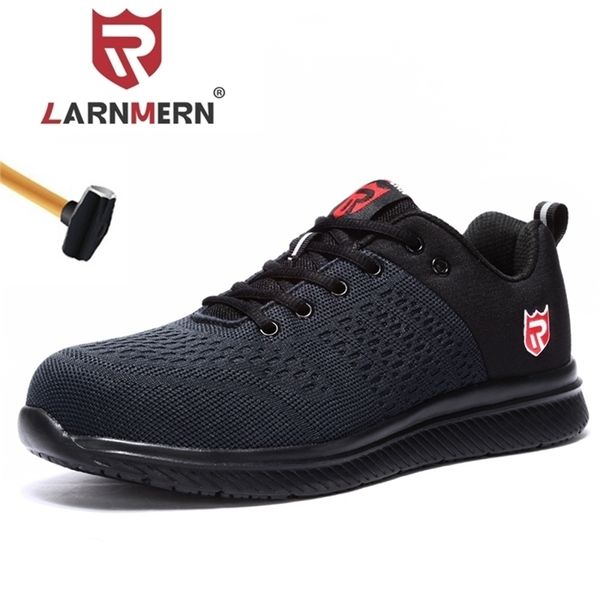 

larnmern men safety steel toe work shoes puncture proof breathable lightweight casual construction industrial boots sneaker y200915, Black;brown
