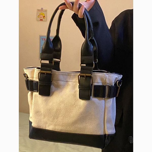 

2022 new canvas tote bag messenger bag antique retro korean style shoulder handbag