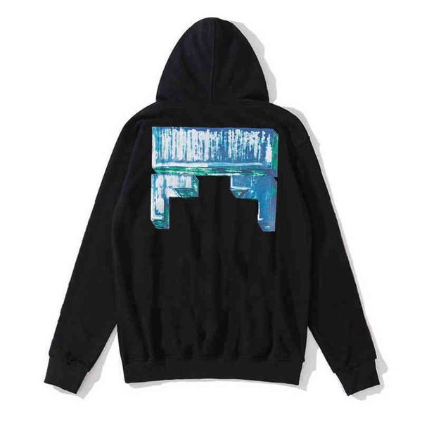

fashion mens offs loose hoodies brand classic sweatshirts hoodie cotton pullover long sleeved back oil paint arrow x men women hooded jacke, Black
