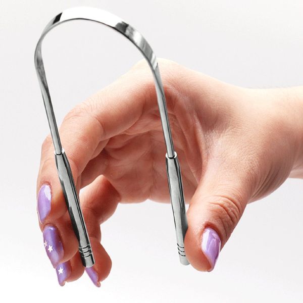 

steel tongue scraper cleaner fresh breath cleaning coated tongue toothbrush dental oral hygiene care tools wholesale