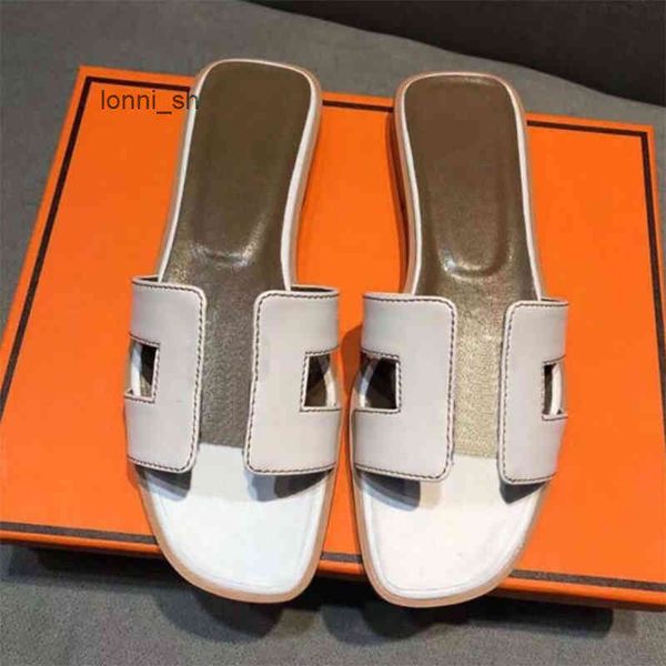 

h herme slippers oran sandals leather beach classic woman summer lady cartoon big head wide l bath shoes, Black