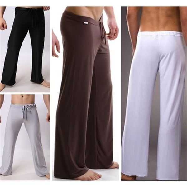 

brand men casual pants loose male trousers loungewear lounge fitness home sleepwear gay pants breathable 220719, Black