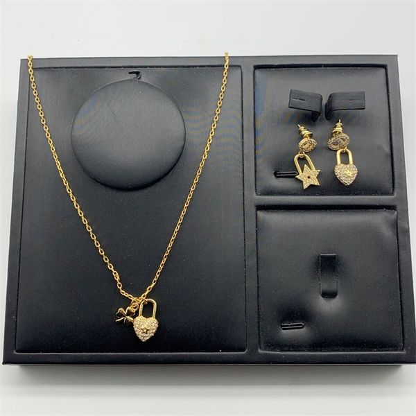 

14% off jewelry the new lock heart necklace di star letter full diamond fashion temperament earrings female, Silver