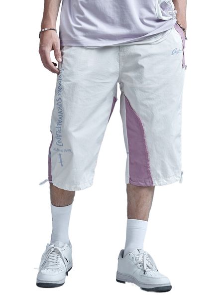 

men letter graphic colorblock bermuda shorts i7gc#, White;black