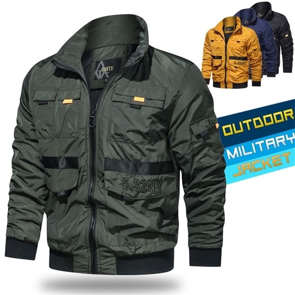 

windbreaker jacket men embroidery letter bomber military jackets mens casual army flight coat autumn fashion zipper jacket 201128, Black;brown