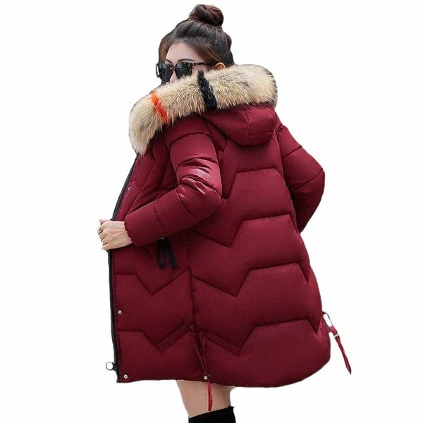 

2019 new arrival winter jacket women fur hooded long female coat outwear warm thicken womens parka abrigo mujer l72n#, Black