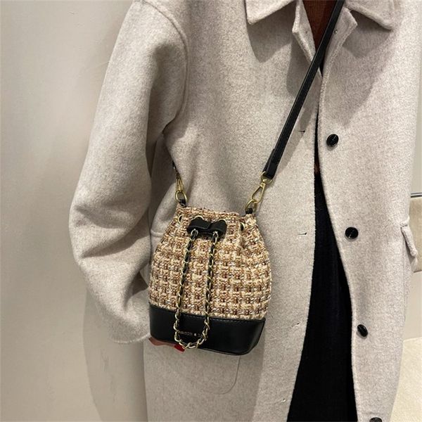 

purse autumn winter new women's bag woolen messenger versatile bucket bag