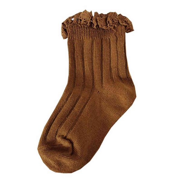 

children kid girls solid ribbed cotton ruffle socks baby toddler soft warm autumn winter princess 1-8y l220716, Pink;yellow