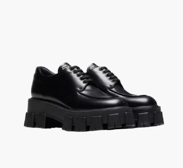 

women dress shoes sports luxury designer brand red bottoms shoe metal triangle chocolate brushed leather loafers platform heel pointed and r, Black