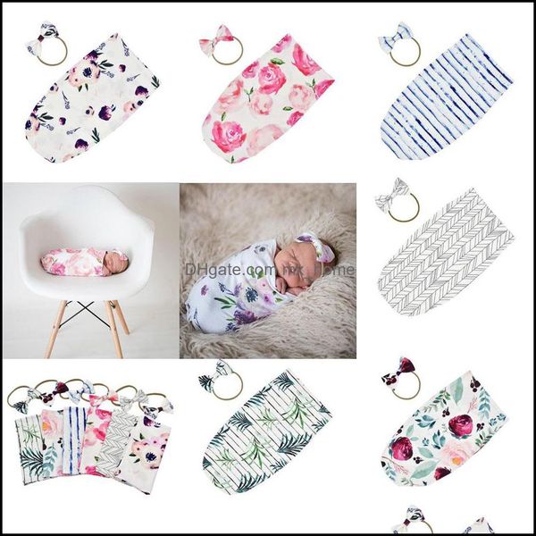 Bolsas de manga recém -nascidas infantil baby swaddle manto e faixa de cabeça de algodão macio SACK SACK HEA MXHOME DH5UN