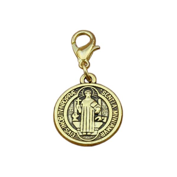 

100pcs jesus benedict nursia patron cross floating lobster clasps charm pendants for jewelry making findings, Bronze;silver
