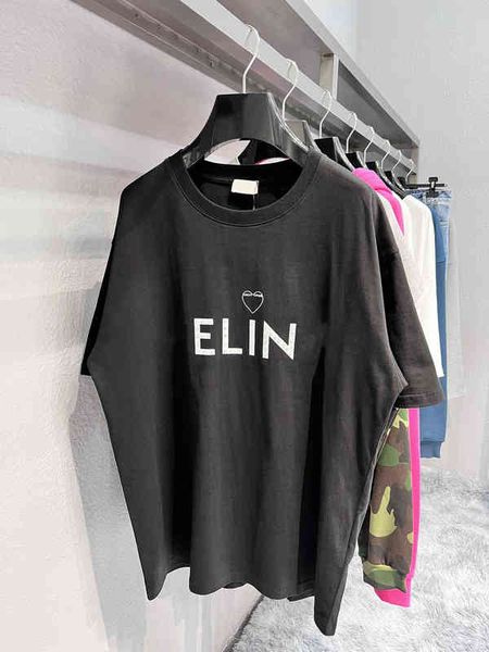 

spring high version liuding loose new couple t-shirt, White