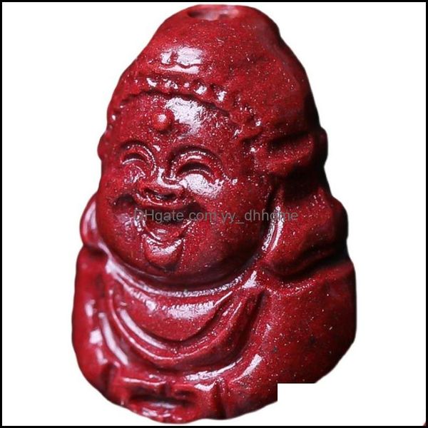 Colares pendentes pingentes j￳ias 5a Natural Cinnabar Sakyamuni Buddha Colar Zinnobe Genuine Vermil Dhxkd