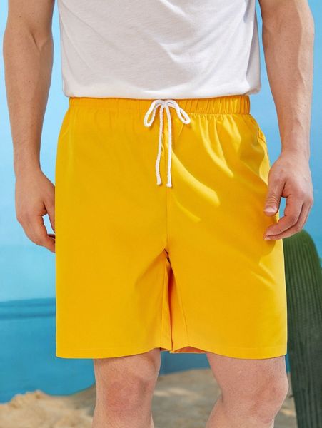 

men drawstring waist shorts s4s1#, White;black