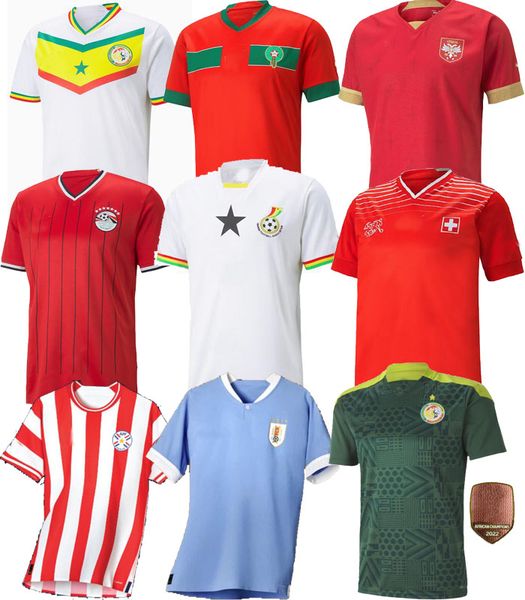 

2022 2023 morocco soccer jerseys senegal mane hakimi ghana 22 23 switzerland maillot serbia mahrez uruguay egypt paraguay kouyate football u, Black