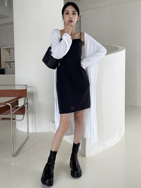 

dazy solid backless cami dress 306u#, Black;gray