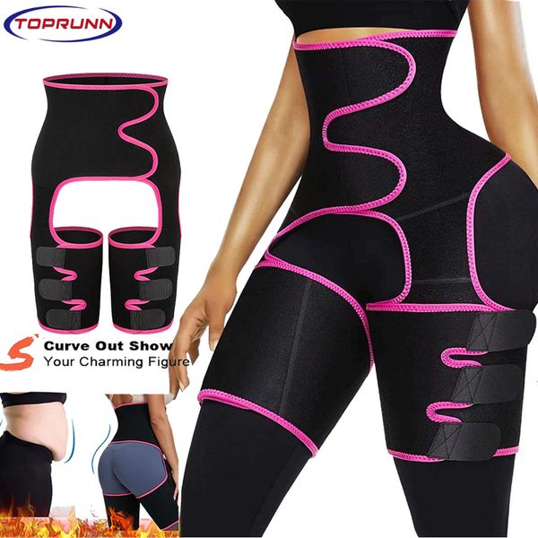

unn waist trainer women 3 in 1 thigh trimmer body shaper weight loss slimming support belt hip raise corsets fitness 220817