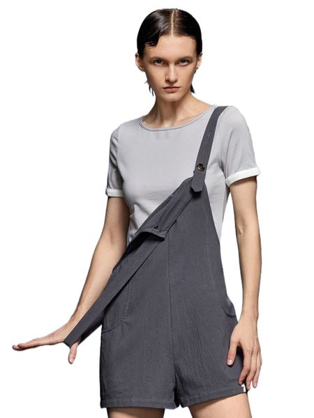 

x nope slogan graphic back overall romper g4vc#, Black;white