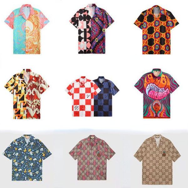 

luxury men casual shirt designer shirts hawaiian print casual loose silk short sleeve jacket, White;black