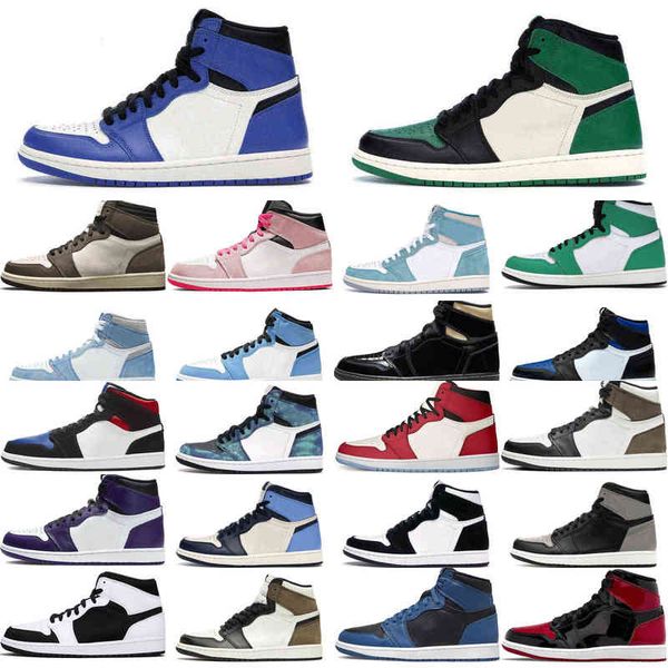 

2022 new men 1s basketball shoes 1 women patent bred dark marina blue diamond shorts high turbo green hyper royal obsidian what the ouutdoor, Black