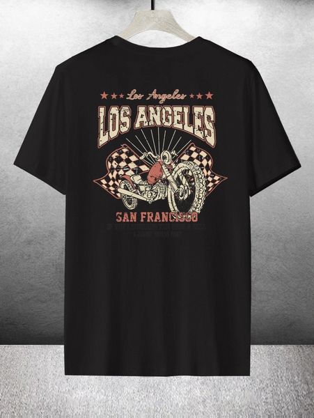

men letter & motorcycle print tee l3wa#, White;black