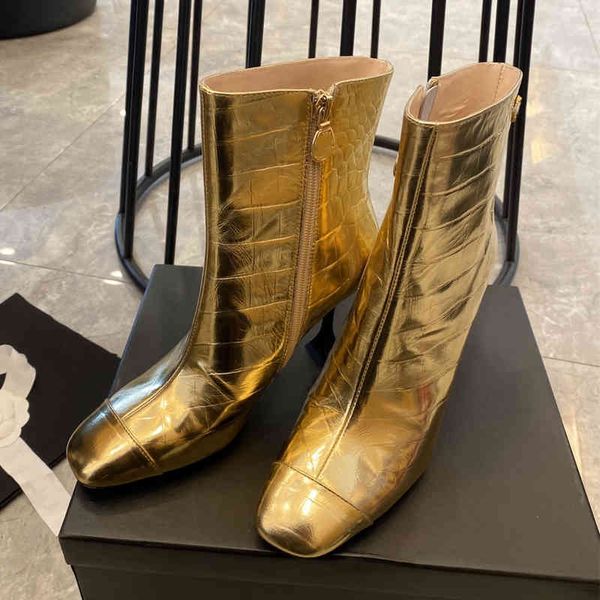 

boots women's luxury brand chelsea boots motorcycle shoes metal decoration high heels series autumn and winter, Black
