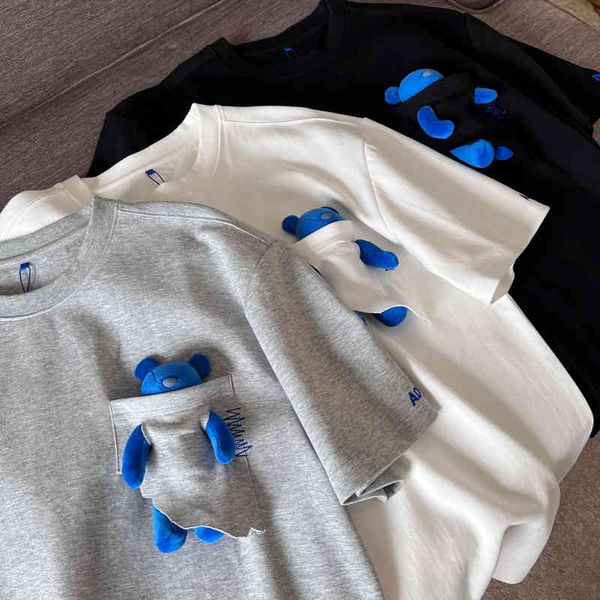 

women's t-shirt ader sping summer t-shirt decorated with bear dolls oversized drop 9stc, White