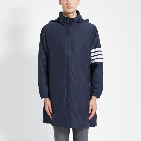 

2022 autumn winter jacket luxury brand classic design sleeve white 4-bar striped men's coat stand collar causal camping hiking windbrea, Black;brown