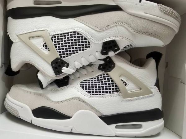 

wtih box 2022 4 military black basketball shoes men grey white black 4s sneaker
