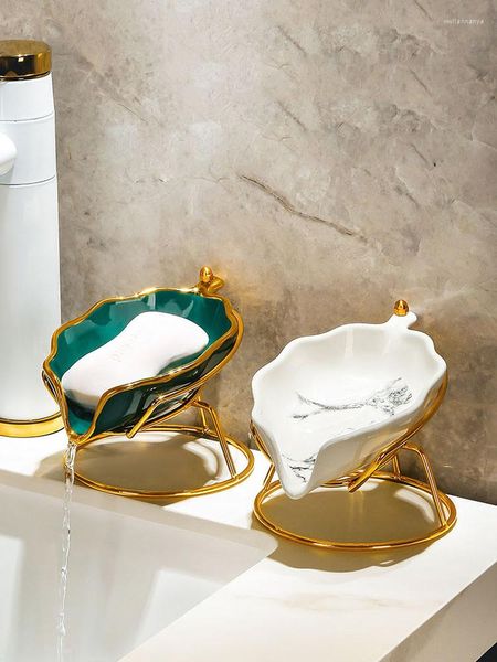 Мыло блюда керамическая космическая алюминиевая дренажная коробка для туалета Уникальная форма благородное золото не перфорированный черный зеленый белый цвет