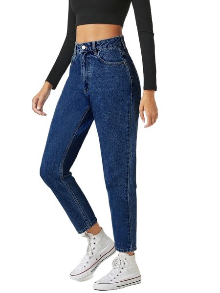 

high waisted mom fit jeans l7ix#, Blue