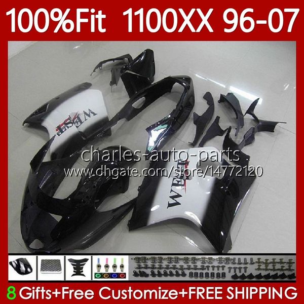 Honda Blackbird CBR1100 CBR 1100 XX CC 1100XX 96-07 114NO.19 CBR1100XX 1996 1997 1998 1999 2000 2001 1100CC 02 03 04 05 06 07 Fairing Black West Blk için enjeksiyon kalıp gövdesi