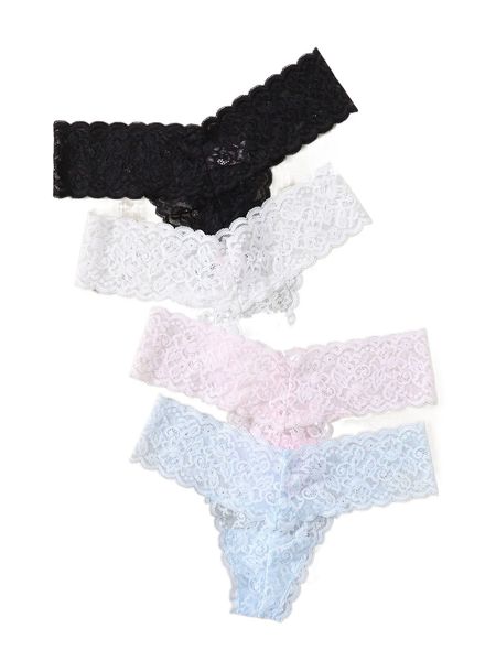 

4pack floral lace thong set 50xx#, Black;red