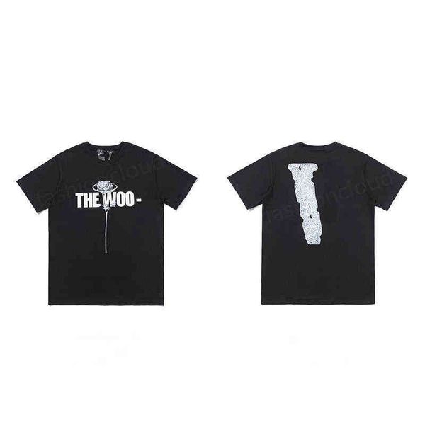 

22ss designer large big reflective v friends men women t shirts casual smoke angel loose lovers short vlones s312u 885i 8yod wvgs, White;black