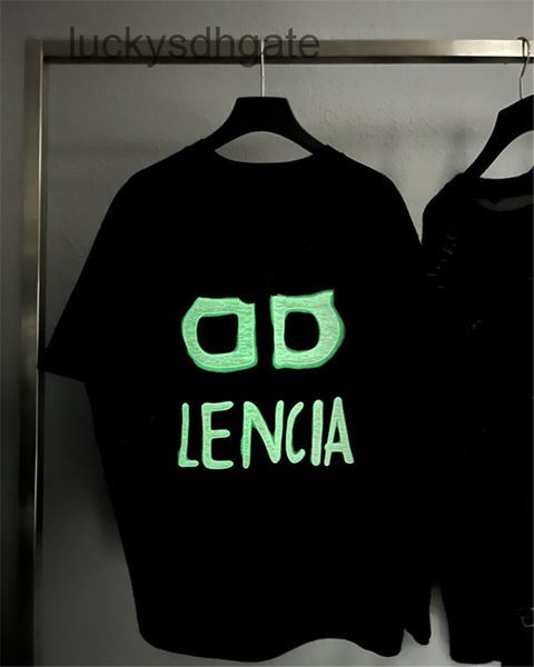 

designer bal t shirt and shirts high version 22ss early spring new front embroidered letter printing couple's back bb luminous graffiti, White;black