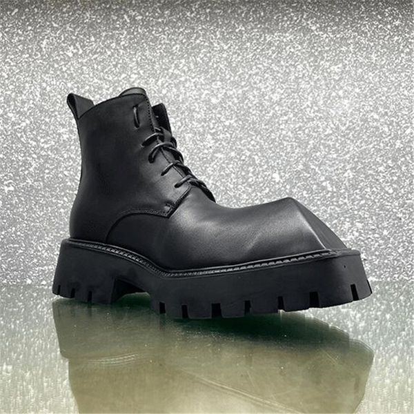 

rhino horn men ankle boots triangle toe male lace-up boot man black fashion booties