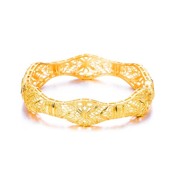 

hollow women bangle irregular buckle bangle 18k yellow gold filled lady girlfriend wedding party jewelry gift dia 60mm, Black