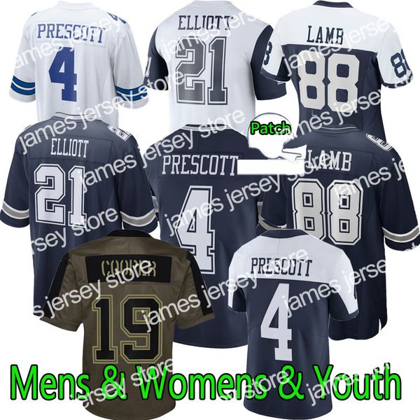 New # 4 Dak Prescott 88 CeeDee Lamb 21 Ezekiel Elliott Football Jersey Micah Parsons Amari Cooper DeMarcus Lawrence Leighton Vander Esch Lawrence