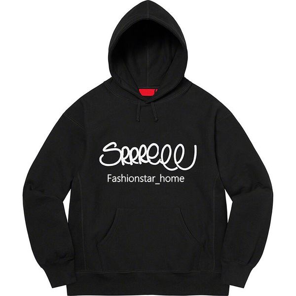 

22ss raised handstyle hooded sweatshirt new box letter embroidery street man women early autumn winter pullover fashion trend hoodies sweate, Black