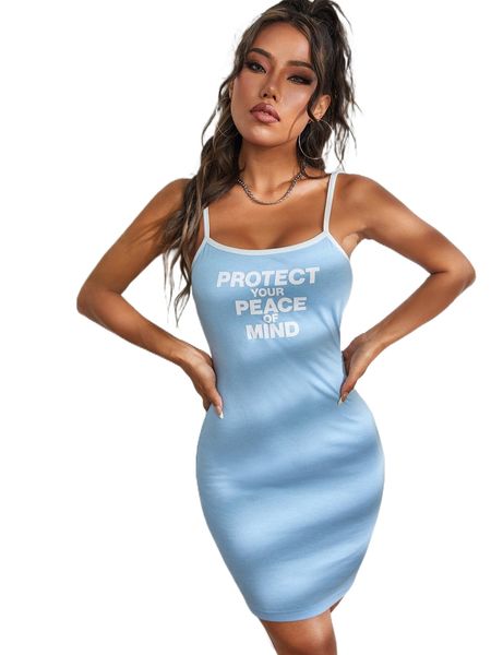 

x eva alradaideh slogan graphic contrast binding bodycon dress h9eb#, Black;gray