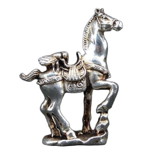 

collectibles old handwork miao silver carving horse wonderful statue