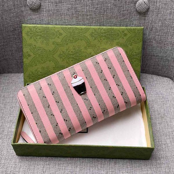 

pink/blue stripes wallets women chain shoulder crossbody bag fashion clutch purse classic letter handbag short long canvas leather cardholde, Red;black