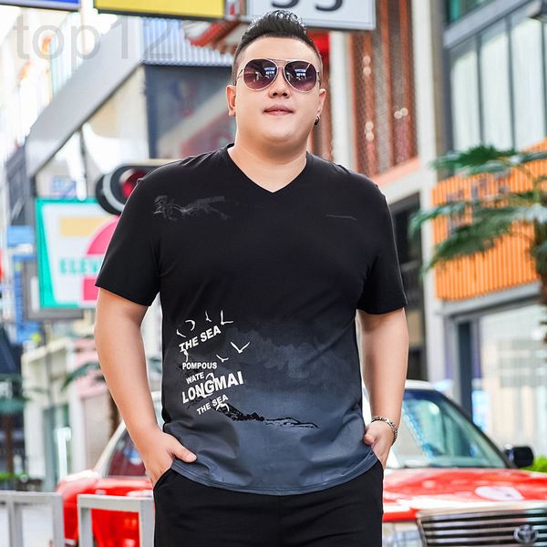 

men's t-shirts designer 2022 new gradient plus fat size men's t-shirt short sleeve summer clothes guy cool half v-neck pure cotton, White;black