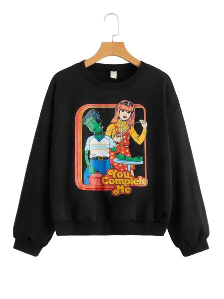 

romwe x stevenrhodes figure graphic sweatshirt l7yq#, Black